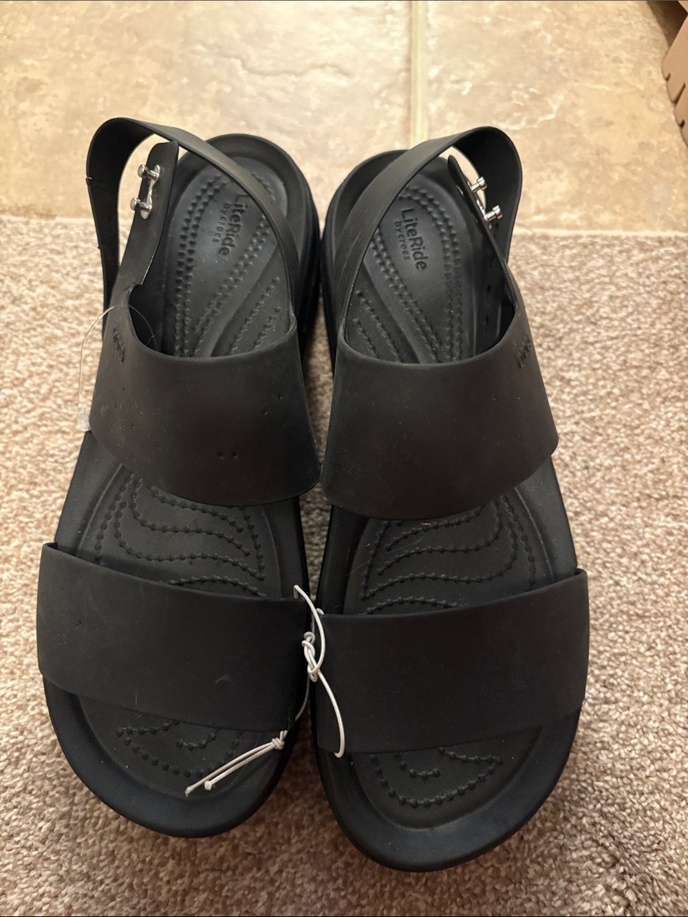 CROCS Women's Black Double-Strap Slingback Sandals